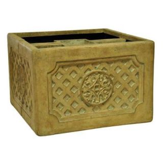 MPG 18 in. D Cast Stone Square Mailbox Planter in Aged Ivory Finish PF6123AI