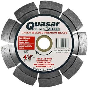 Quasar Tuckpointer Silver 4 1/2 in. Laser Welded Premium Segmented Diamond Blade LM 250