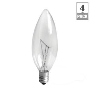 GE Crystal Clear Double Life 25 Watt Incandescent B10 Candelabra Base Multi Use Decorative Ceiling Fan Light Bulb (4 Pack) 25BC10/2LCF4 TP5