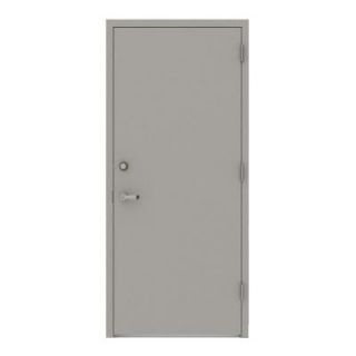 L.I.F Industries 36 in. x 80 in. Flush Gray Left Hand Security Door Unit with Welded Frame UWS3680L