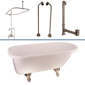 Barclay Products 5 ft. Acrylic Roll Top Tub Kit in White with Brushed Nickel Accessories TKADTR60 WBN2