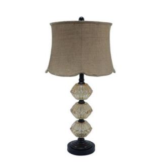 Fangio Lighting 30 in. Painted Bronze Metal Table Lamp with Amber Glass Shade 5055