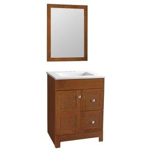 Artisan 24.5 in. W x 19 in. D Vanity in Chestnut with Cultured Marble Vanity Top in White and Mirror PPM24 CHT