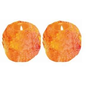 WBM Himalayan Ionic Crystal Natural Candle Holder set of 2  1 Hole (2 3lbs) 3002