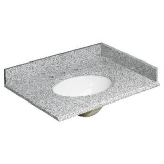 Foremost 31 in. W Granite Vanity Top in Rushmore Grey and Basin in White with Backsplash and Optional Sidesplash HG31228RG