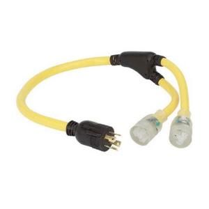 GenTran 3 Ft. Split Generator Cord with L14 30 Male and Lighted Triple Tap DISCONTINUED RJB10403Y