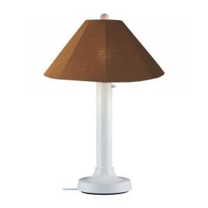 Patio Living Concepts Catalina 34 in. Outdoor White Table Lamp with Teak Shade 36641