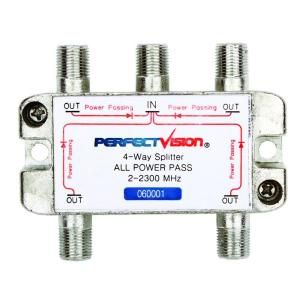 PerfectVision 4 Way 2 2300MHz Coax Cable Splitter 060001