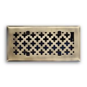 T.A. Industries 04 in. x 10 in. Retro Couture Floor Diffuser Finished in Antique Brass H165 RAB 04X10