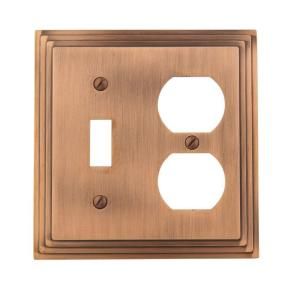 Amerelle Steps 1 Toggle 1 Duplex Wall Plate   Antique Copper 84TDAC