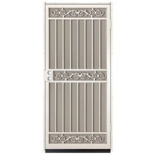 Unique Home Designs Sylvan 36 in. x 80 in. Almond Outswing Security Door with Tan Perforated Rust free Aluminum Screen IDR12500362018