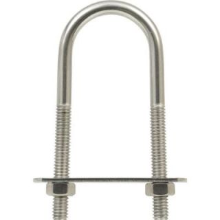 The Hillman Group 5/16 in. x 3 3/4 in. x 1 in. Stainless Steel U Bolt with Plate and Hex Nuts (5 Pack) 853314
