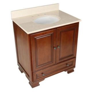 Foremost Hartford 31 in. Vanity in Walnut with Vanity Top in Beige and Undermount Sink in White DISCONTINUED HFNA3021