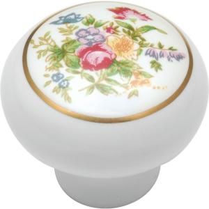 Hickory Hardware English Cozy 1 3/8 in. White Bouquet/Gold Ring Cabinet Knob P631 BQ