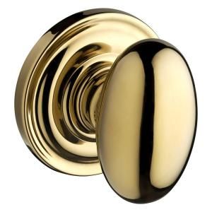 Baldwin Reserve Ellipse Lifetime Polished Brass Passage Knob with Traditional Round Rose PS.ELL.TRR.003
