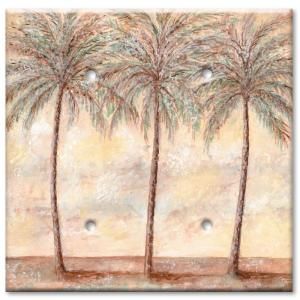 Art Plates Palm Trees   Double Blank Wall Plate BLD 379