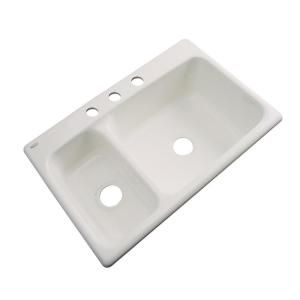 Thermocast Wyndham Drop in Acrylic 33x22x9.25 in. 3 Hole Double Bowl Kitchen Sink in Almond 42302