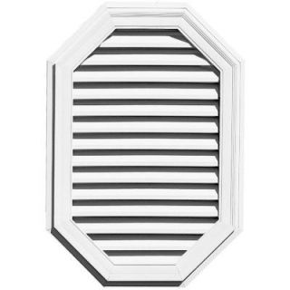 Builders Edge 26 in. x 38 in. Elongated Octagon Gable Vent #001 White 120112638001