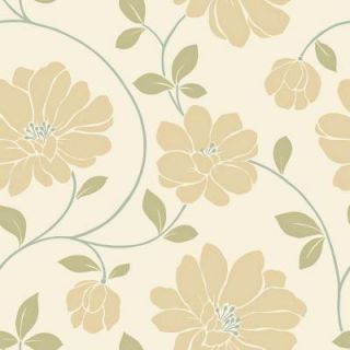 The Wallpaper Company 8 in. x 10 in. Ochre, Cream and Sage Large Scale Modern Floral Trail Wallpaper Sample WC1280622S