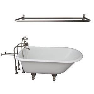 Barclay Products 4.5 ft. Cast Iron Roll Top Bathtub Kit in White with Brushed Nickel Accessories TKCTRN54 SN5