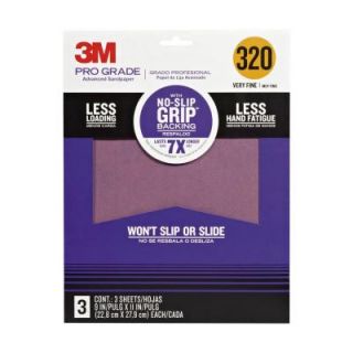 3M 9 in. x 11 in. 320 Grit Very Fine No Slip Grip Advanced Sand paper (3 Sheets Pack) 25320P G
