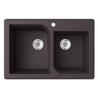 Swan Drop in Granite 33x22x9 1 Hole Double Bowl Kitchen Sink in Nero QZ03322RC.077