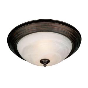 Illumine 2 Light Rubbed Bronze Flush Mount with White Marbled Glass Shade CLI GO126011RBZ