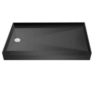 Redi Base 30 in. x 48 in. Integrated Single Threshold Shower Base with Left Side PVC Drain Set in Black P3048L PVC 13x6 4.5 4.5