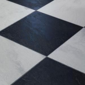 Innovations Black and White Chess Slate Laminate Flooring   5 in. x 7 in. Take Home Sample IN 683363