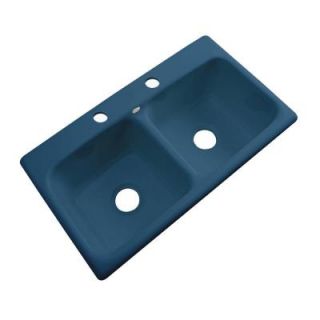 Thermocast Brighton Drop in Acrylic 33x19x9 in. 2 Hole Double Bowl Kitchen Sink in Rhapsody Blue 34221