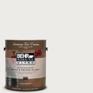 BEHR Premium Plus Ultra 1 gal. #PPU12 12 Gallery White Flat Enamel Interior Paint 175001
