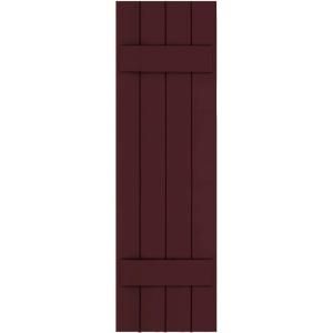 Winworks Wood Composite 15 in. x 51 in. Board and Batten Shutters Pair #657 Polished Mahogany 71551657