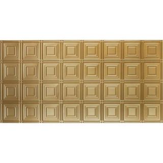 Global Specialty Products Dimensions Faux 2 ft. x 4 ft. Tin Style Ceiling and Wall Tiles in Brass 204 04