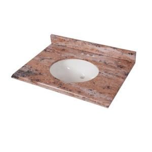St. Paul 31 in. x 22 in. Stone Effects Vanity Top in Bordeaux with White Basin SEO3122COM BO