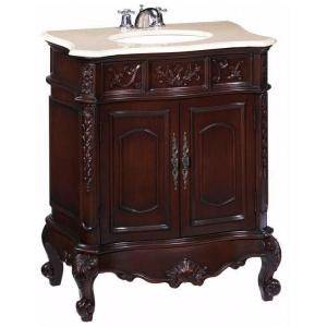 Home Decorators Collection Winslow 37 In. H x 33 In. W Vanity Cabinet in Mahogany with Top in Cream DISCONTINUED 2992100110