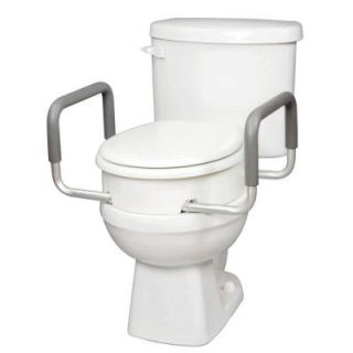 Elevated Toilet Seat with Handles in White for Standard Toilets B317 00