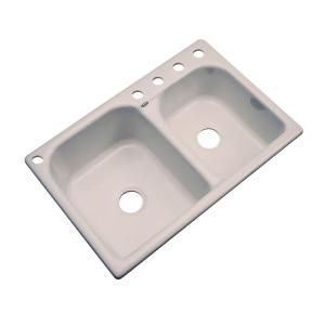Thermocast Cambridge Drop in Acrylic 33x22x10.5 in. 5 Hole Double Bowl Kitchen Sink in Fawn Beige 45509