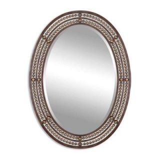 Global Direct 34 in. x 24 in. Distressed Bronze Oval Framed Mirror 13716