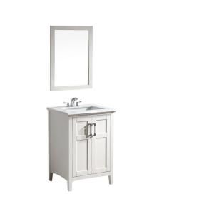 Simpli Home Winston 24 in. Vanity in White with Marble Vanity Top in White and Undermount Rectangle Sink NL WINSTON WH 24 2A