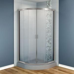 MAAX Intuition 40 in. x 40 in. x 70 in. Neo Round Frameless Corner Shower Door Mistelite Glass in Nickel Finish 137220 981 105 000
