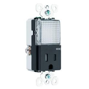 Pass & Seymour Combination Hall Light and Combo Outlet TM8HWLTRBKCC4