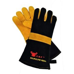 G & F 15 in. Extra Long Cuff with Cowhide Suede Leather BBQ and Fireplace Gloves (1 Pair) 8113.0