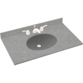 Swanstone Ellipse 25 in. Solid Surface Vanity Top with Basin in Gray Granite VT1B2225 042