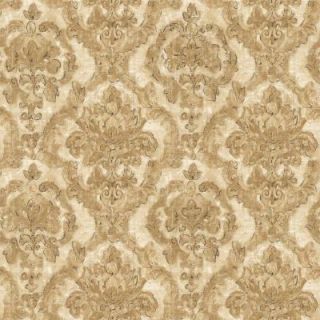 The Wallpaper Company 56 sq. ft. Brown and Beige Damask Tapestry Wallpaper WC1281887