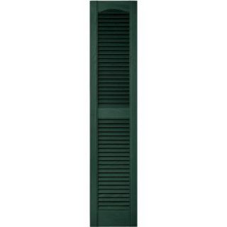 Builders Edge 12 in. x 55 in. Louvered Vinyl Exterior Shutters Pair in #028 Forest Green 010120055028