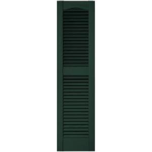 Builders Edge 12 in. x 48 in. Louvered Vinyl Exterior Shutters Pair in #122 Midnight Green 010120048122