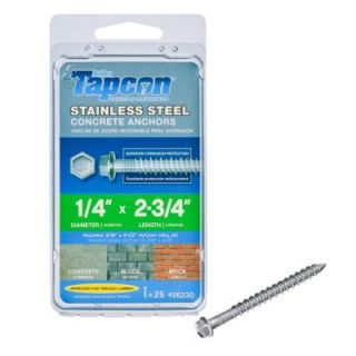 Tapcon 1/4 in. x 2 3/4 in. 410 Stainless Steel Hex Head Concrete Anchors (25 Pack) 26230