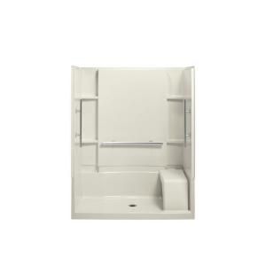 Sterling Plumbing Accord Seated 36 in. x 60 in. x 74 1/2 in. Shower Kit with Grab Bars in Biscuit DISCONTINUED 72290103 96