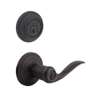 Kwikset Tustin Venetian Bronze Entry Lever and Single Cylinder Deadbolt Combo Pack Featuring SmartKey 991TNL 11P SMT CP