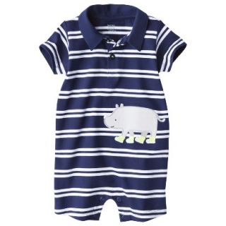 Just One YouMade by Carters Boys Short Sleeve Striped Romper   Blue/White NB